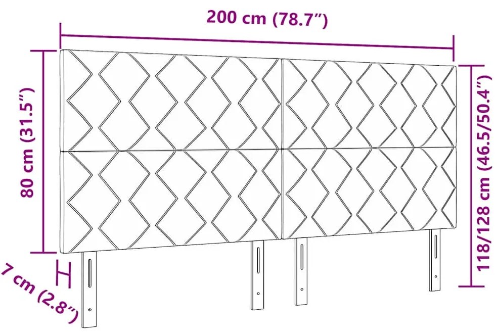 Cabeceira Azul 200 cm com Design de Blocos de Diamante em Tecido