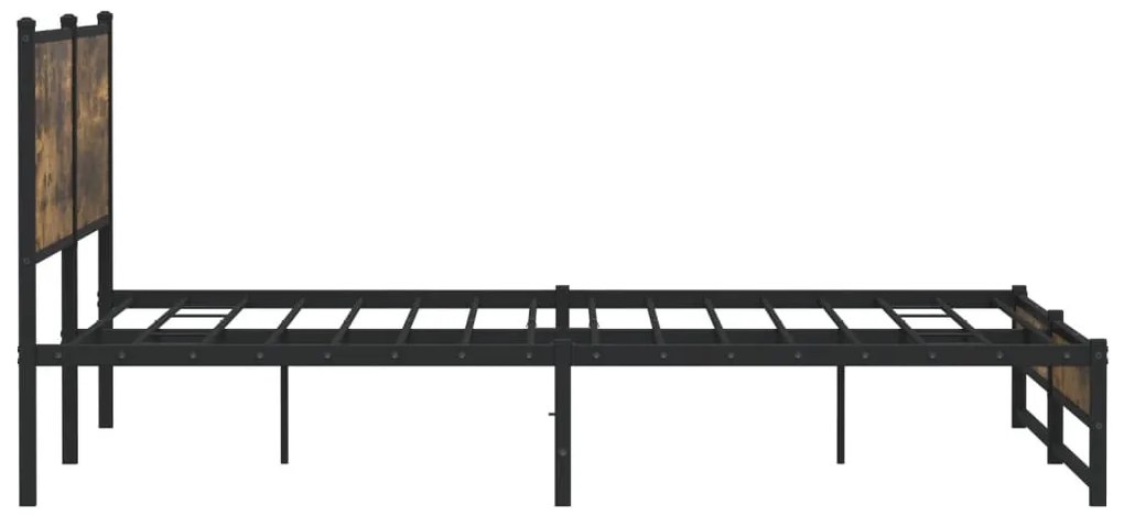 Estrutura de cama sem colchão 193x203cm metal carvalho fumado