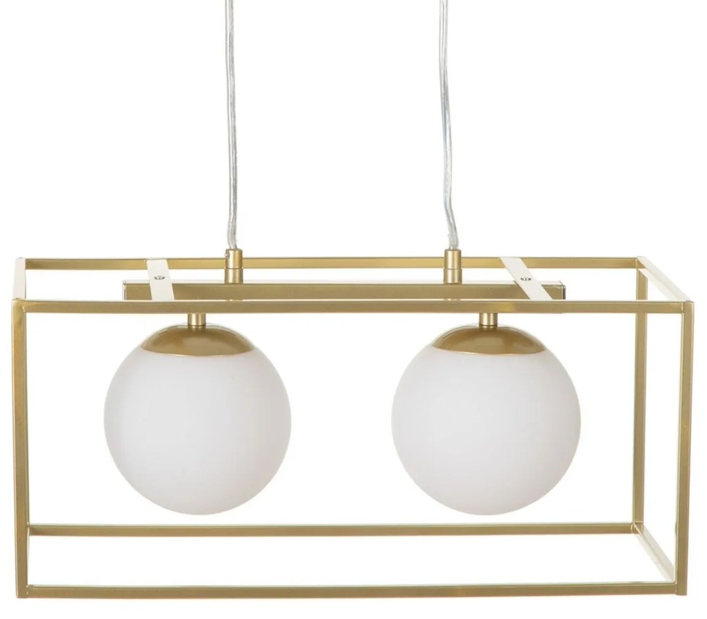 Candeeiro de Teto 45 X 20 X 20 cm Cristal Dourado Metal Branco