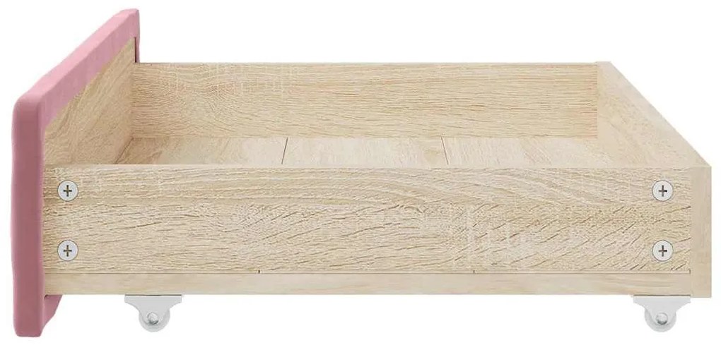 Gavetas de cama 2 pcs derivados de madeira e veludo rosa