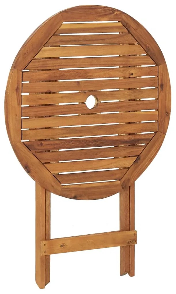 3 pcs conjunto jantar dobrável p/ jardim madeira acácia maciça