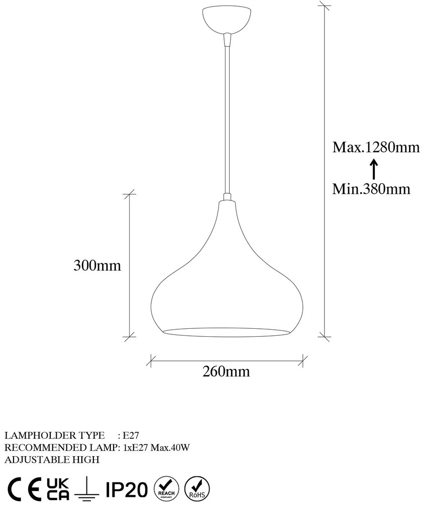 Candeeiro Suspenso Muba – Multicolor – 26 x 26 x 38 cm