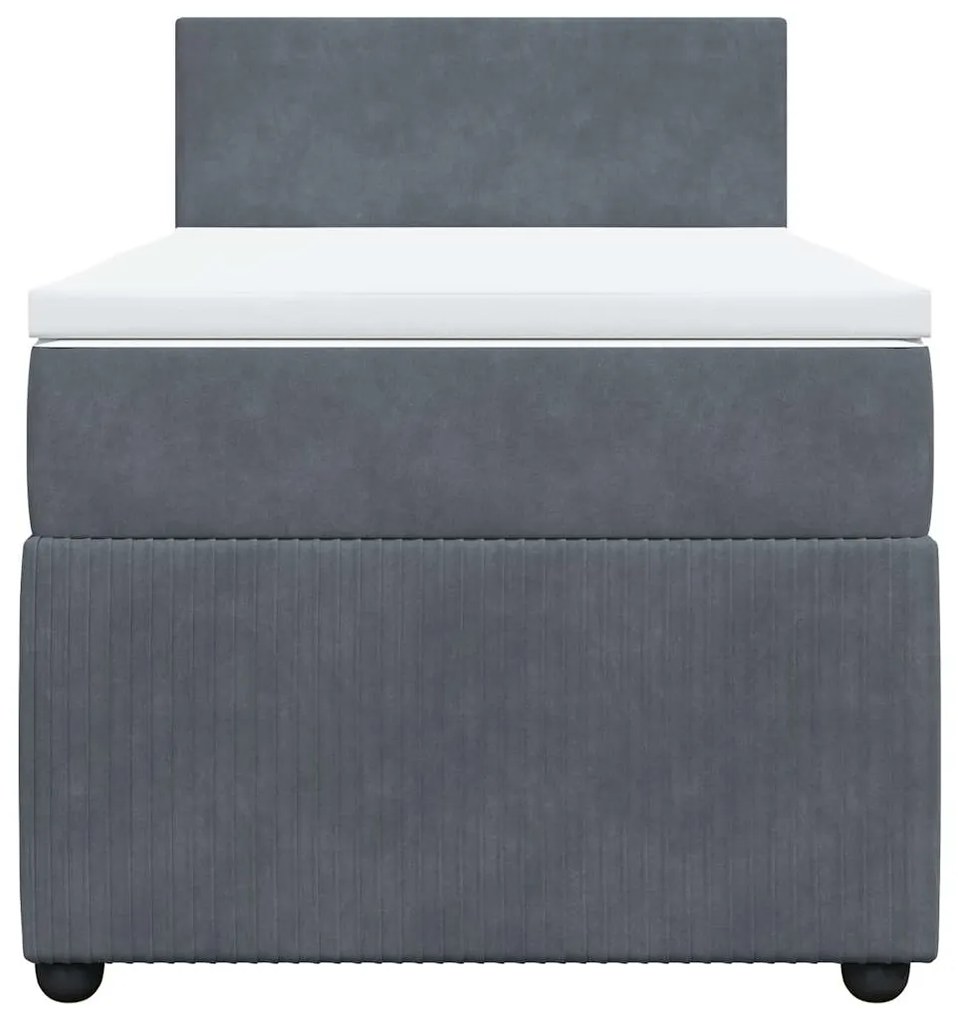 Cama com molas/colchão 100x200 cm veludo cinza-escuro