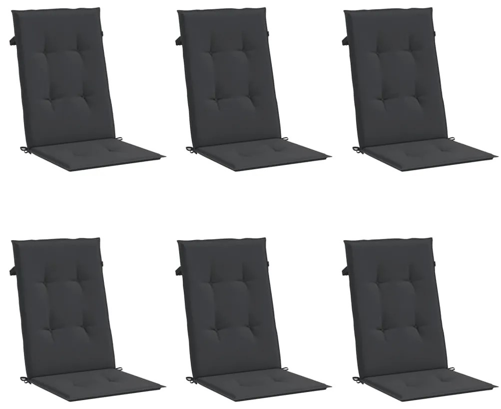 Almofadões para cadeiras altas de jardim 6 pcs tecido preto