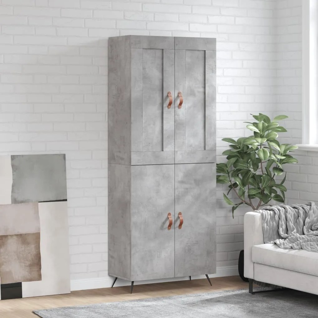 vidaXL Armário alto 69,5x34x180 cm derivados de madeira cinza cimento