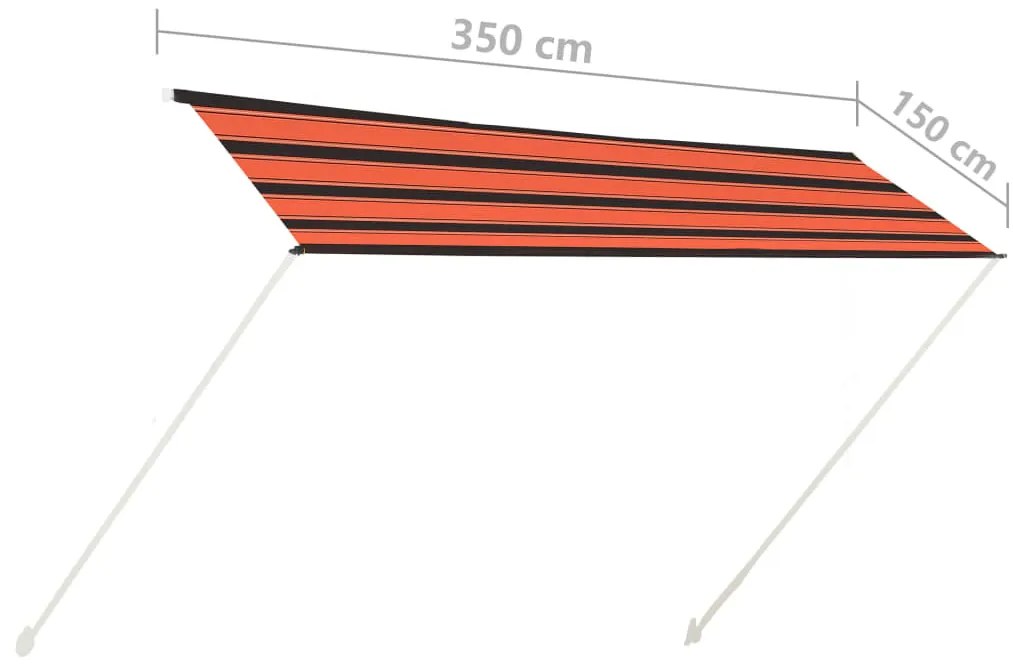 Toldo retrátil 350x150 cm laranja e castanho
