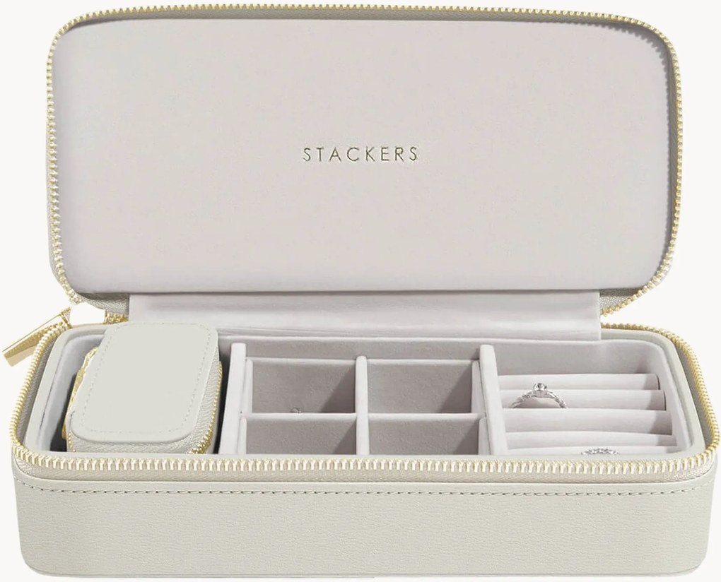 Caixa de joias de viagem cor de aveia