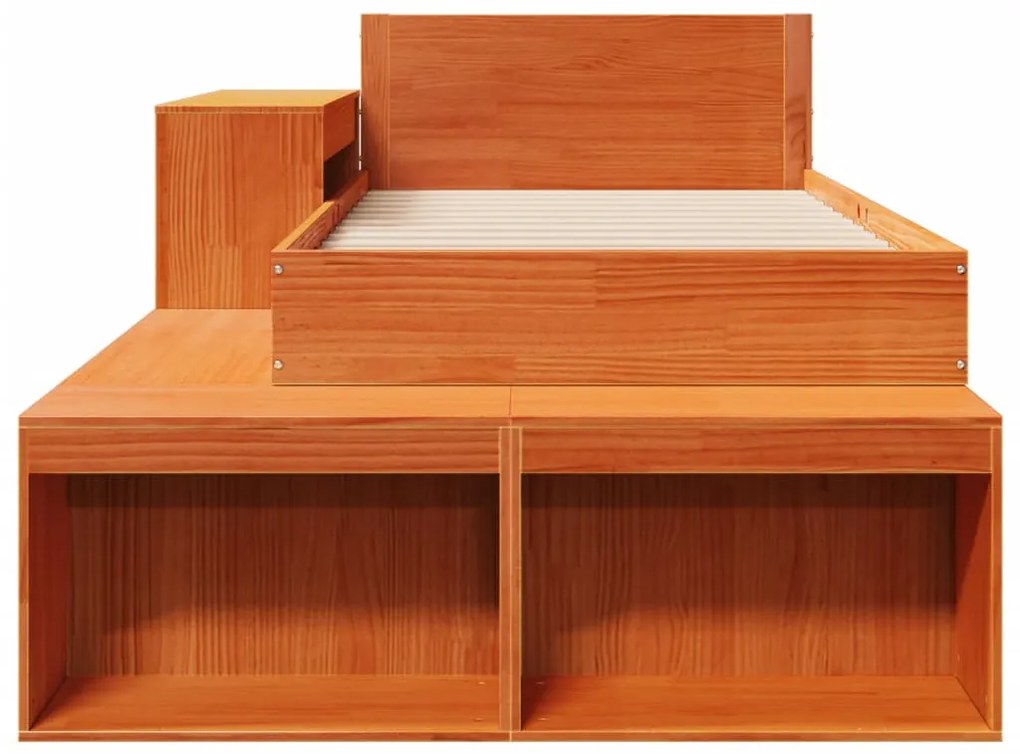 Cama sem colchão 90x200 cm pinho maciço castanho-mel