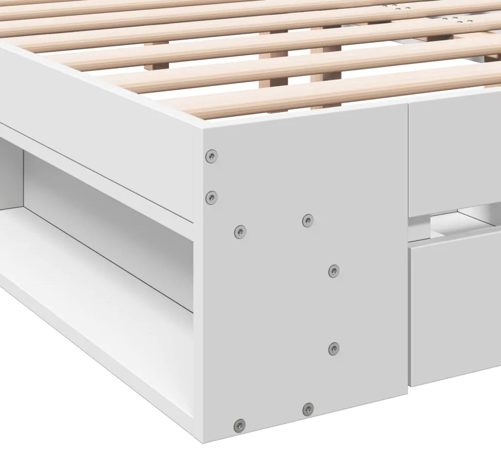 Estrutura de cama c/ gavetas 150x200cm derivados madeira branco