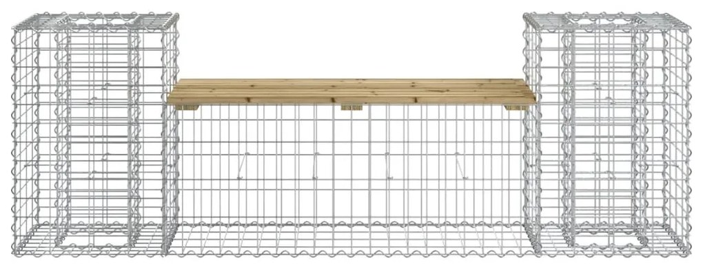 Banco de jardim c/ design gabião 183x41x60,5cm pinho impregnado