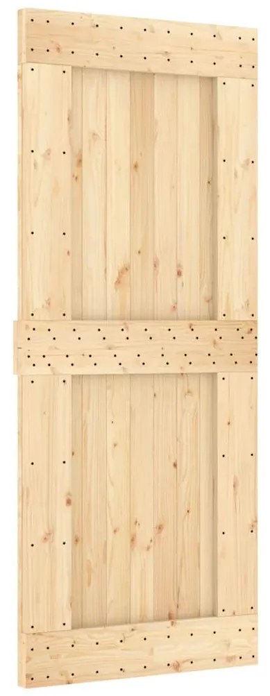 Porta de correr com ferragens 85x210 cm madeira de pinho maciça