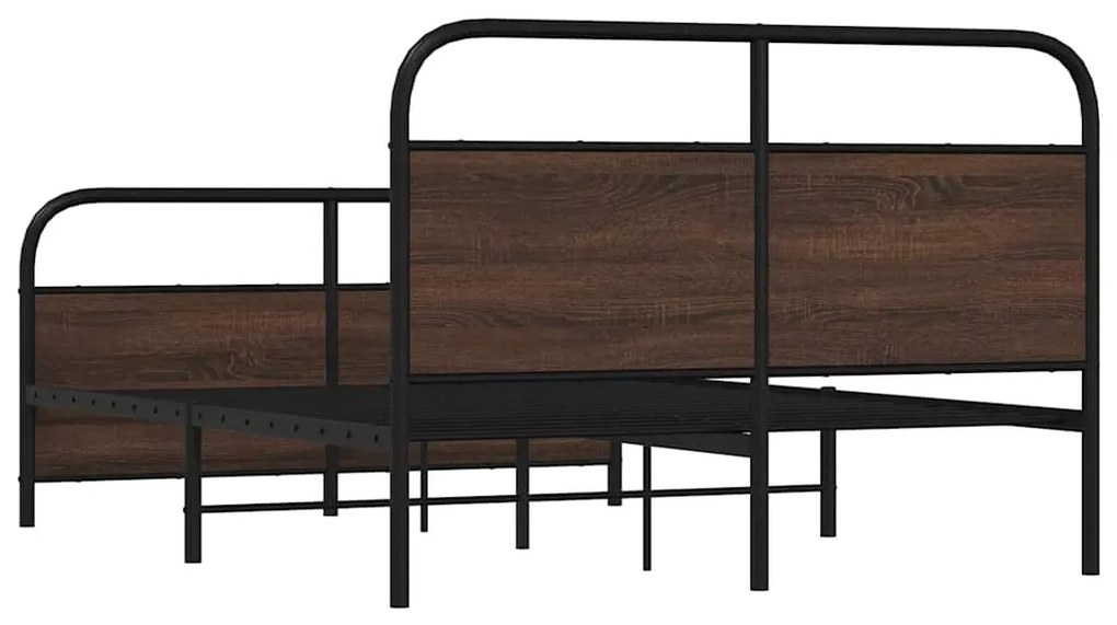 Estrutura de cama sem colchão 140x190cm metal carvalho castanho