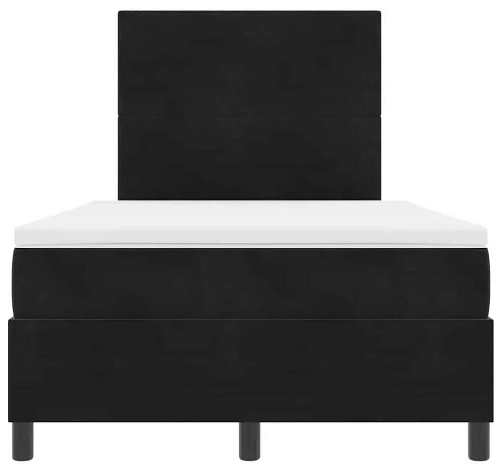 Cama Box Spring vidaXL com Colchão e LED Preto 120x200 cm Veludo