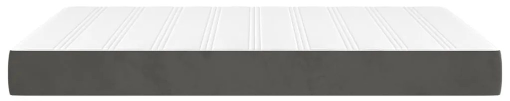 Colchão de molas ensacadas 140x190x20 cm veludo cinza-escuro
