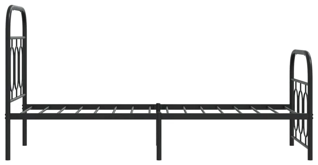 Estrutura de cama com cabeceira e pés 75x190 cm metal preto