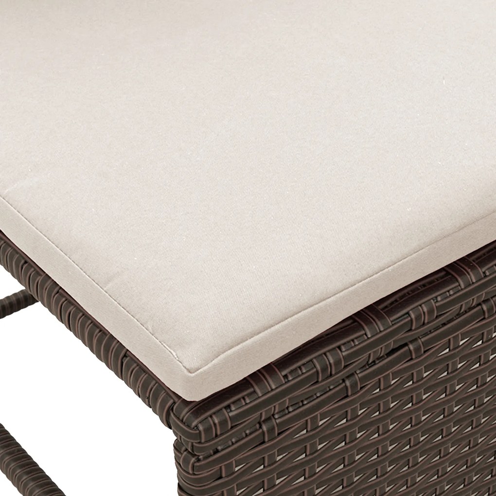 Conjunto de Sofá para Exterior Castanho e Creme