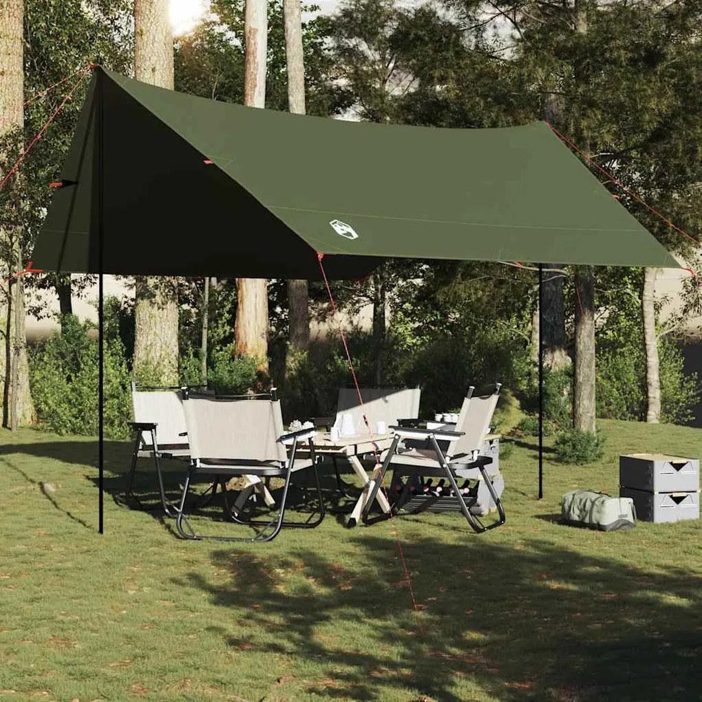 Lona de campismo 438x376x212 cm impermeável verde azeitona