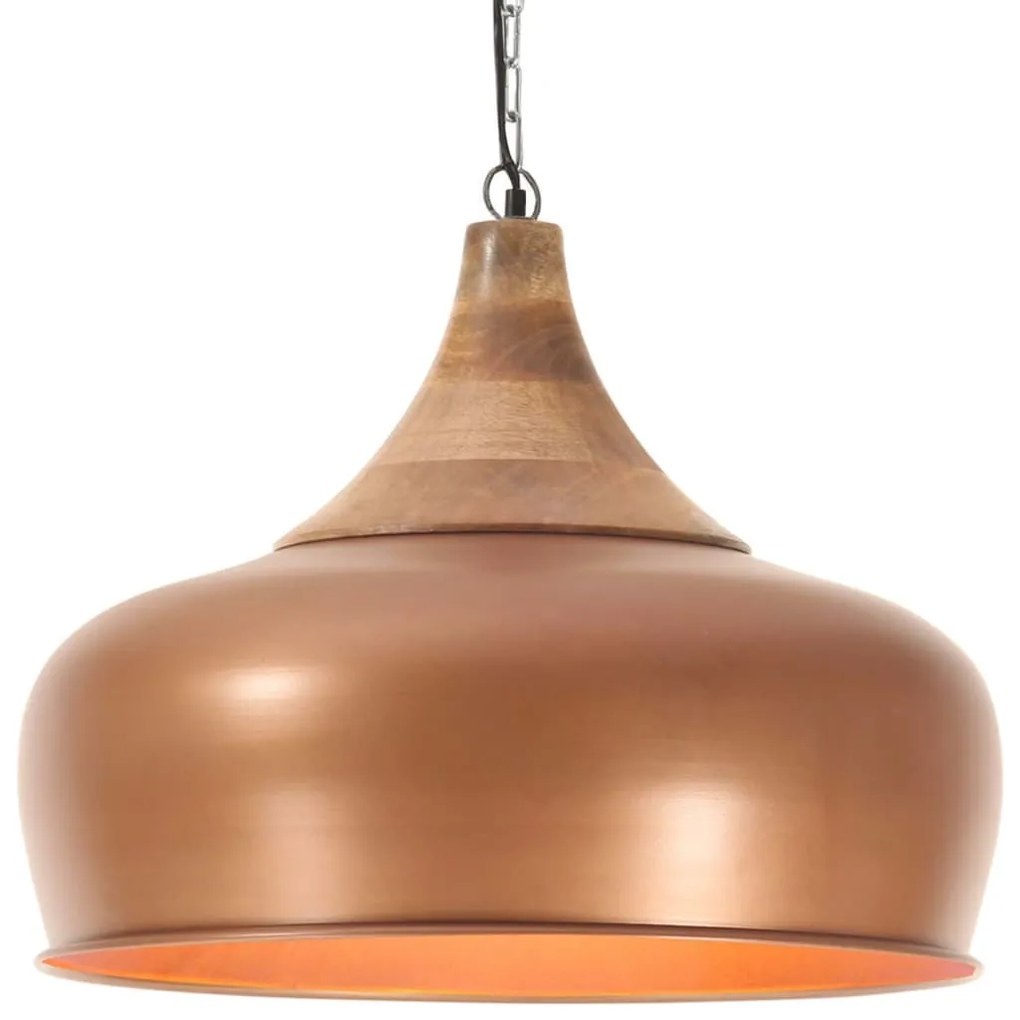 vidaXL Candeeiro teto industrial 45cm E27 ferro cobre e madeira maciça