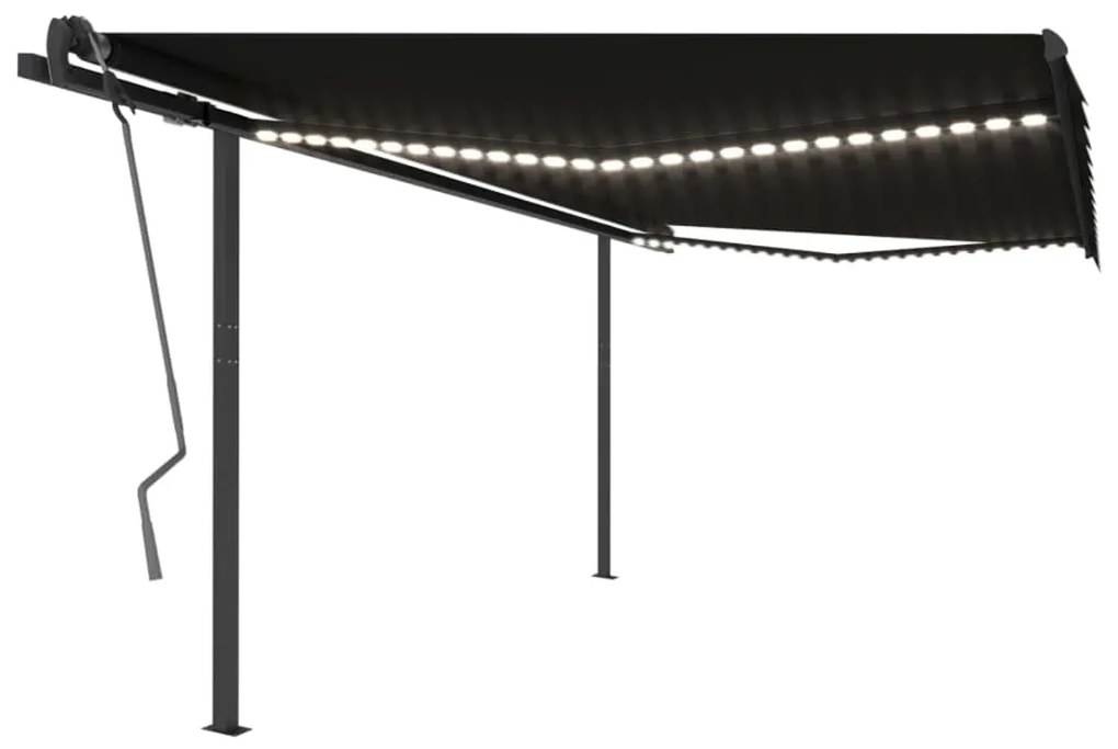 vidaXL Toldo retrátil manual com luzes LED 4x3,5 m antracite