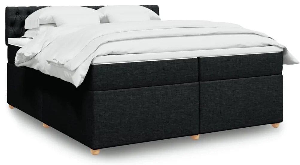 Cama com molas/colchão 200x200 cm tecido preto