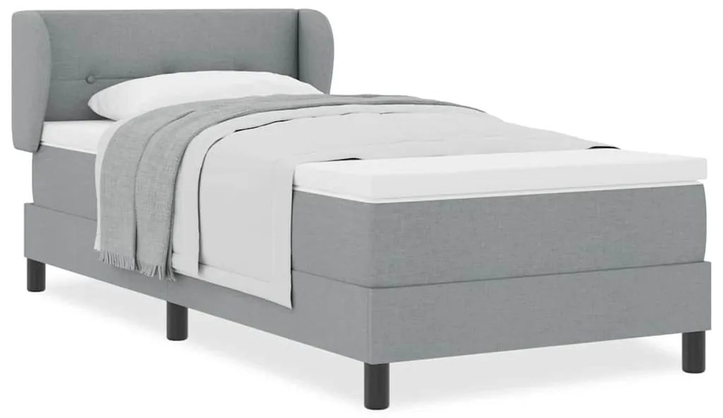 Cama Box Spring vidaXL com Colchão - Cinzento Claro, 90x200 cm, Tecido