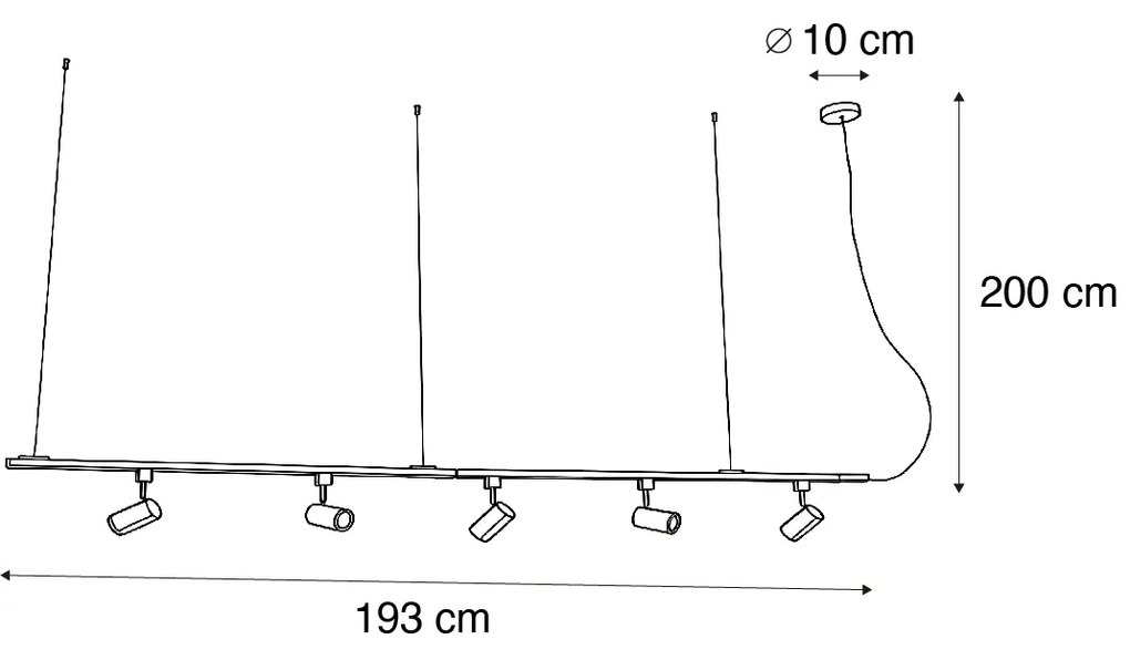 Sistema de calha suspensa inteligente preto monofásico incluindo 5 Wifi GU10 - Iconic Jeana