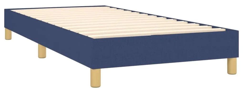 Cama box spring c/ colchão e LED 90x190 cm tecido azul