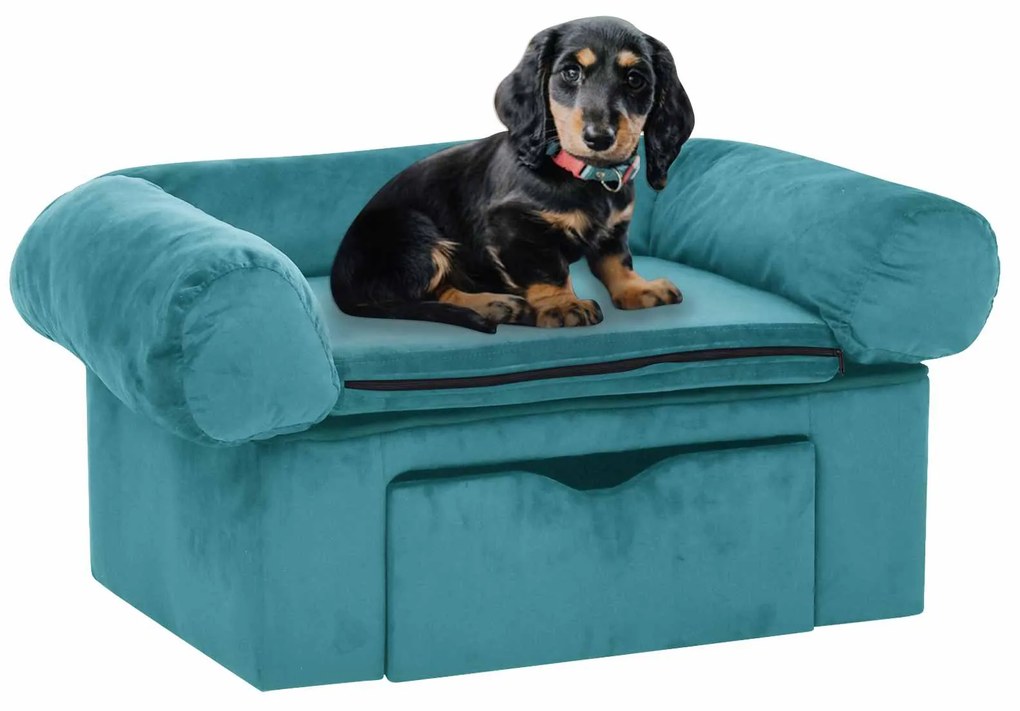 vidaXL Sofá para Cachorro Turquesa 75 x 50 x 38cm Peluche