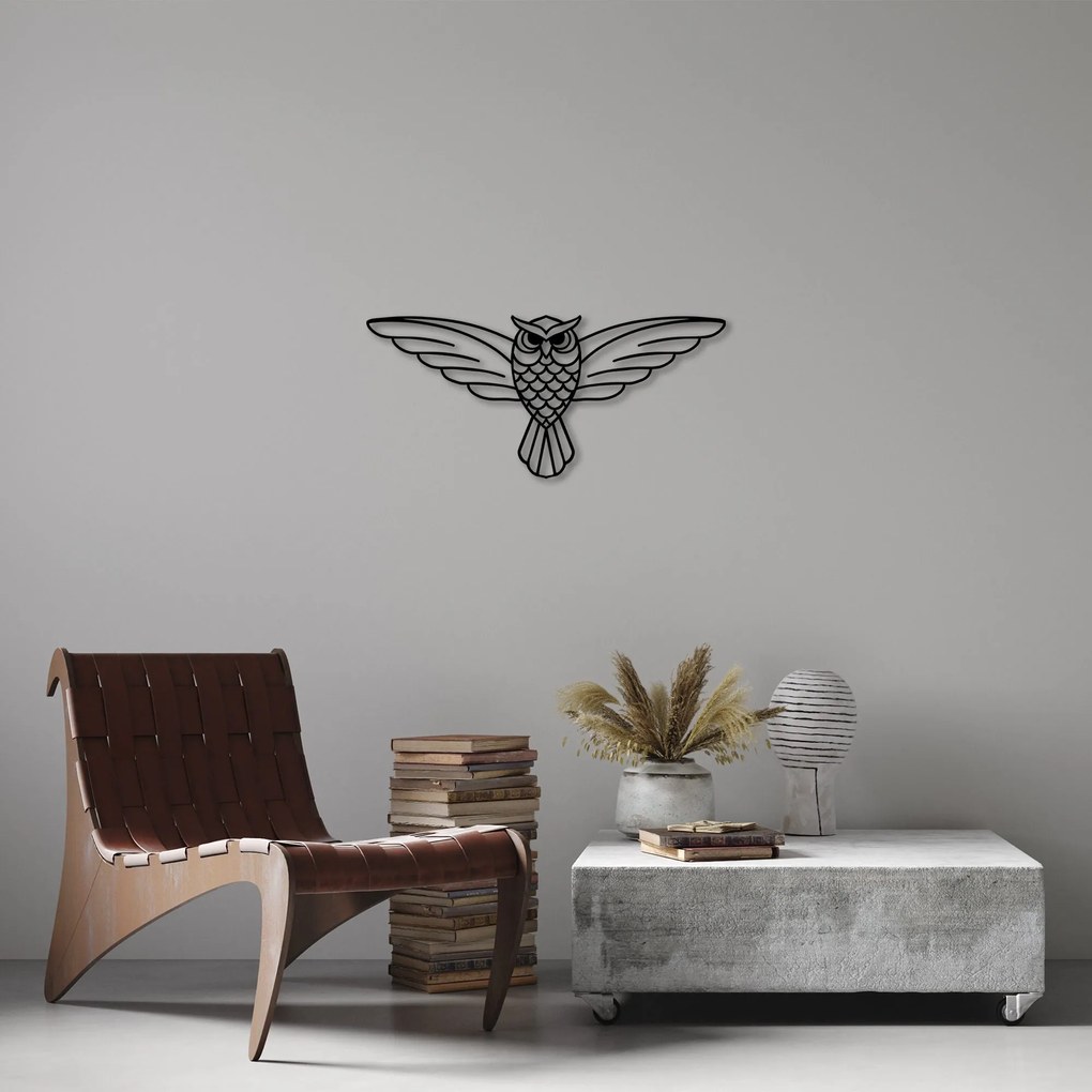 Acessório Decorativo de Parede Metálico Coruja – Preto – 17 x 38 cm