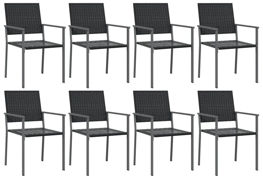 9 pcs conjunto de jantar p/ jardim vime PE e aço