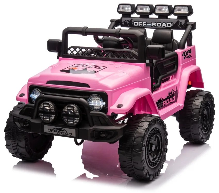 Jipe elétrico para Crianças 12V 4x4 Off-Road CLIMBER Rodas de espuma EVA, Assento Couro ecológico Rosa