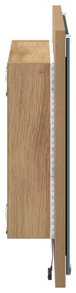 Espelho de Casa de Banho LED Carvalho Artesanal 40x8.5x37 cm Madeira e