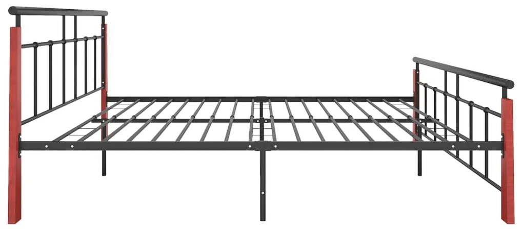 Estrutura de cama 180x200 cm metal e madeira de carvalho maciça