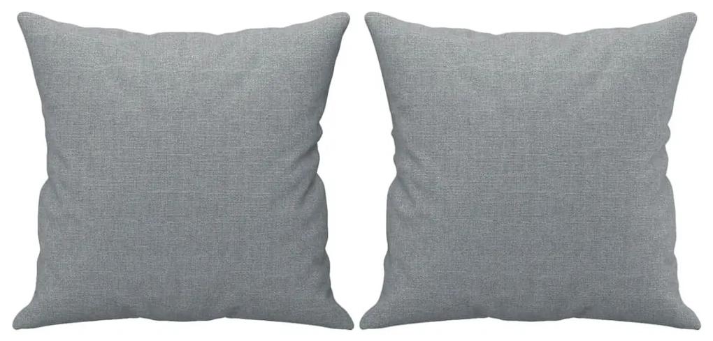 3 pcs conjunto de sofás com almofadas tecido cinzento-claro