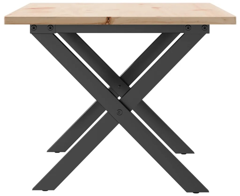 Mesa de centro estrutura em X 80x50x40 cm pinho e aço