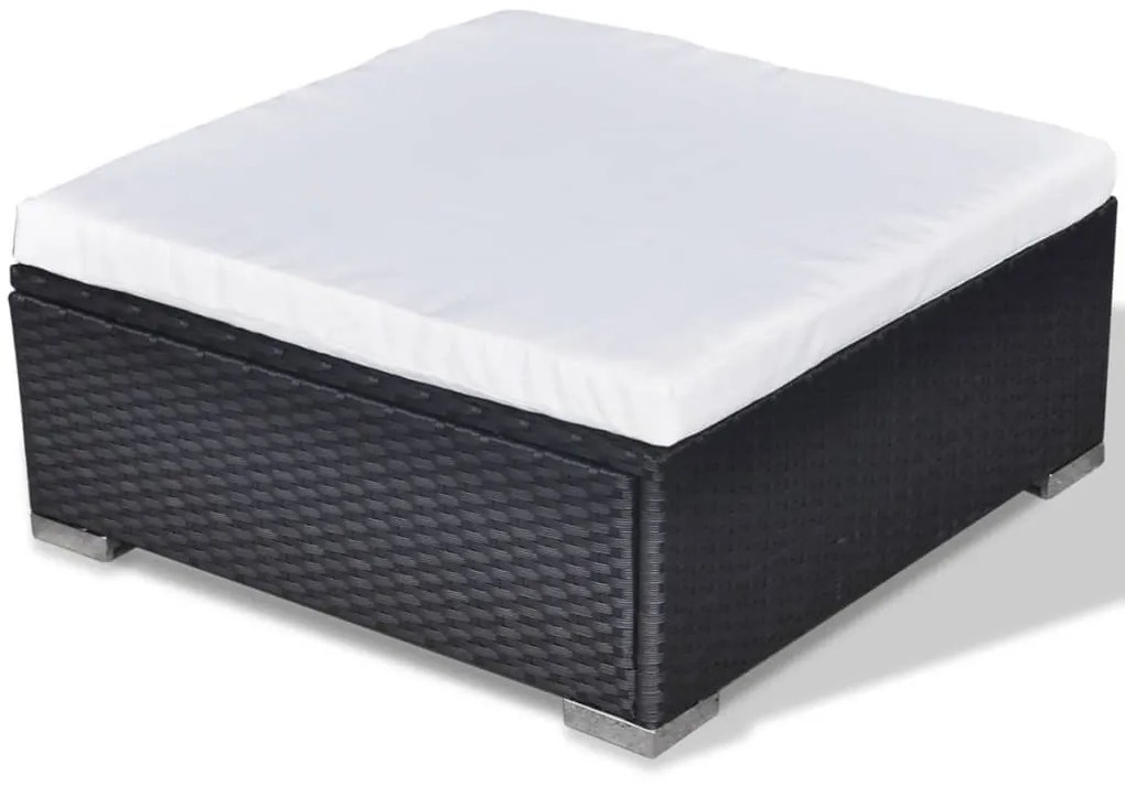 5 pcs conjunto lounge de jardim c/ almofadões vime PE preto