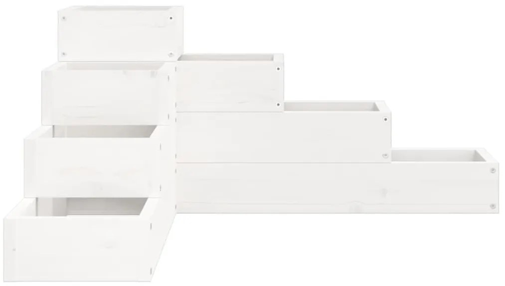Floreira de jardim c/ 4 níveis 80,5x79x36cm pinho maciço branco