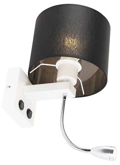 LED Candeeiro de parede moderno branco com cúpula preta - Brescia Moderno