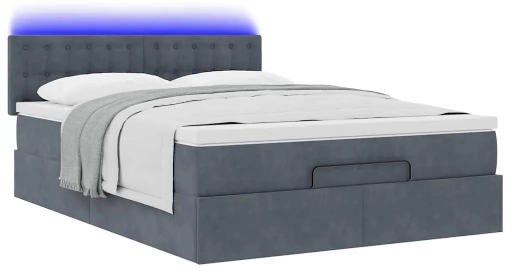 Estrutura de cama otomana com colchão 140x200cm cinzento escuro