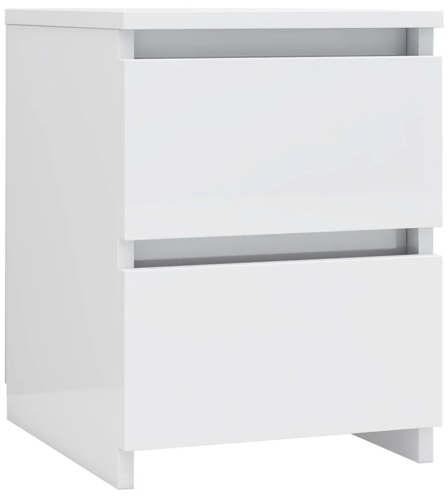 Mesas de cabeceira 2 pcs 30x30x40 cm contrapl. branco brilhante