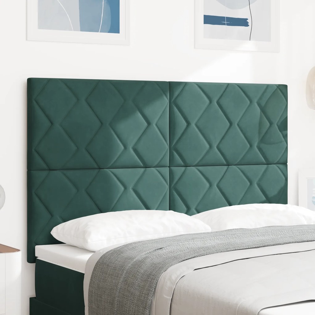 Cabeceira Design de Blocos de Diamante Verde Escura 160 cm Veludo