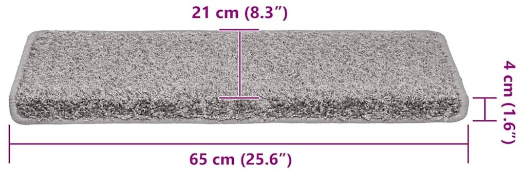 Tapetes de escadas 30 pcs 65x21x4 cm cinzento