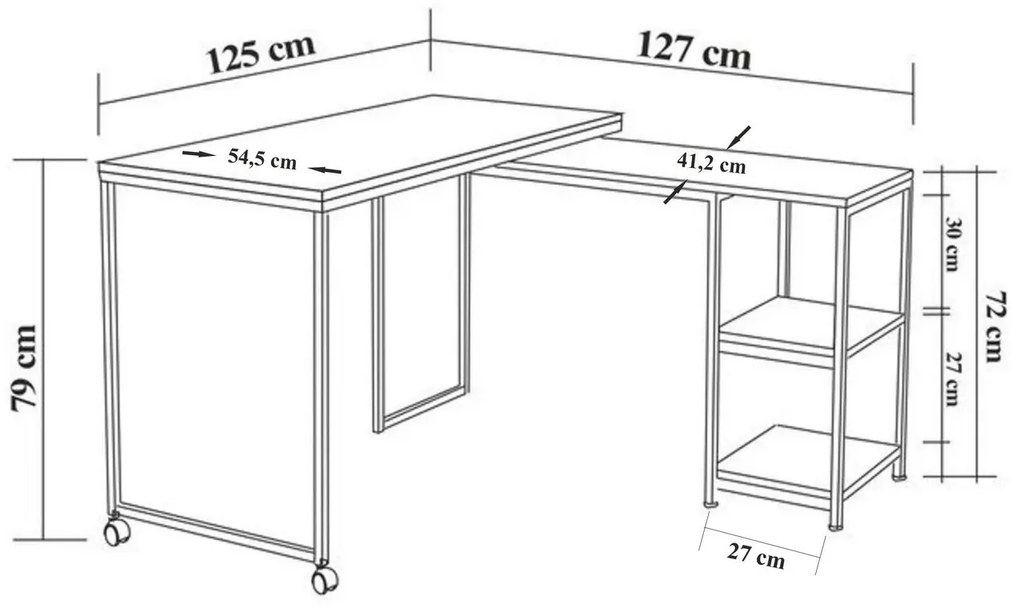 Secretária de Estudo Bera – Pinho Atlântico – 125 x 79 x 54,5 cm