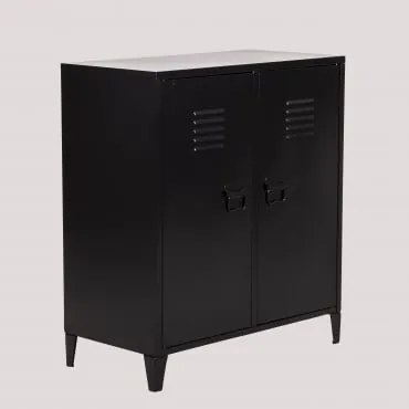 Aparador Armário 80x40 Cm Com 2 Portas Em Aço Pohpli Negro-de-fumo - Sklum