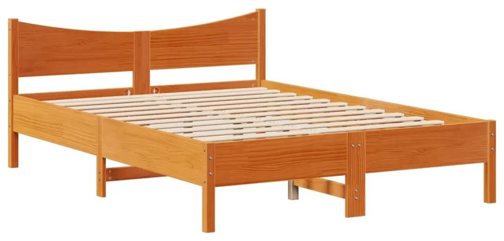 Cama sem colchão 120x200 cm madeira pinho maciça castanho-mel