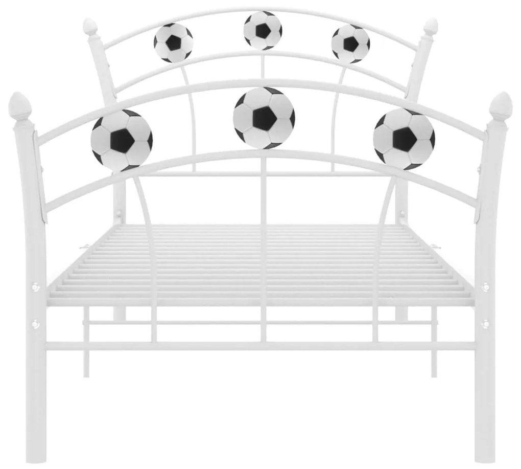 Estrutura de cama com design de futebol 90x200 cm metal branco