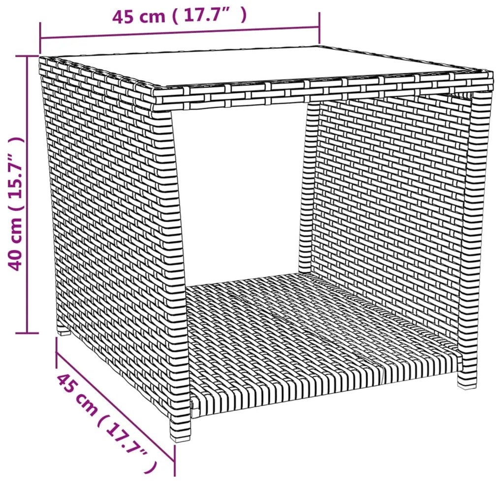 3 pcs conjunto lounge para jardim vime PE e aço bege