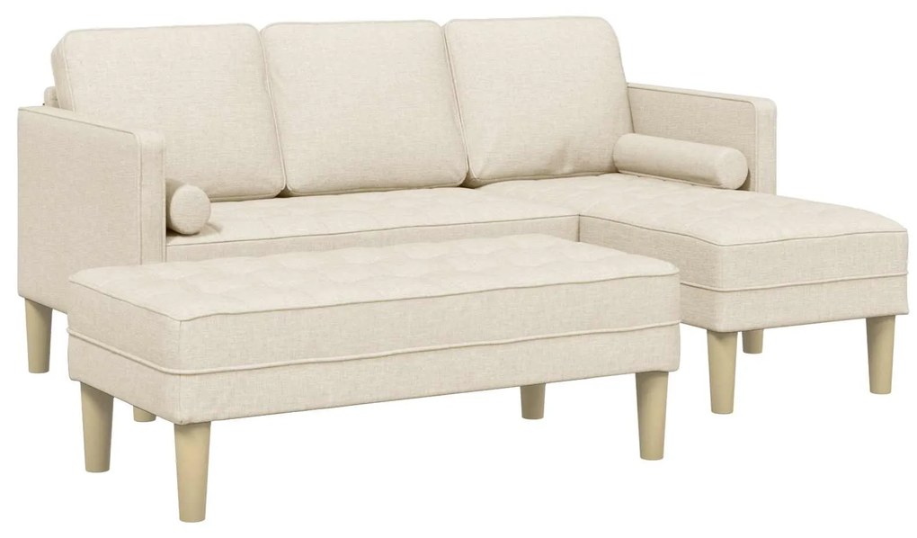 vidaXL Conjunto de Sofás com almofada 2 pcs Linho Poliéster