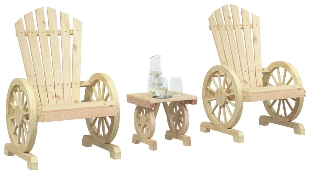 vidaXL 3 pcs conjunto lounge de jardim madeira de abeto maciça