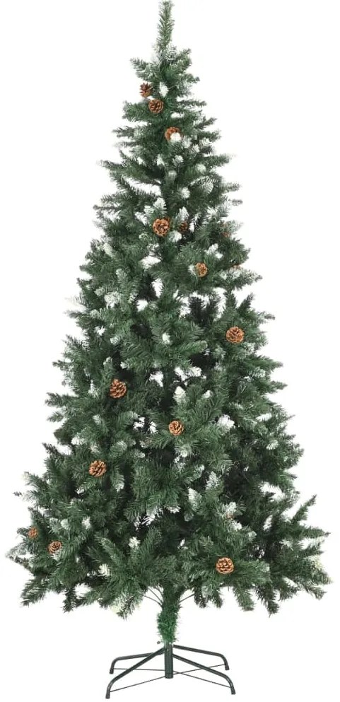 Árvore de Natal artificial com pinhas e brilho branco 210 cm